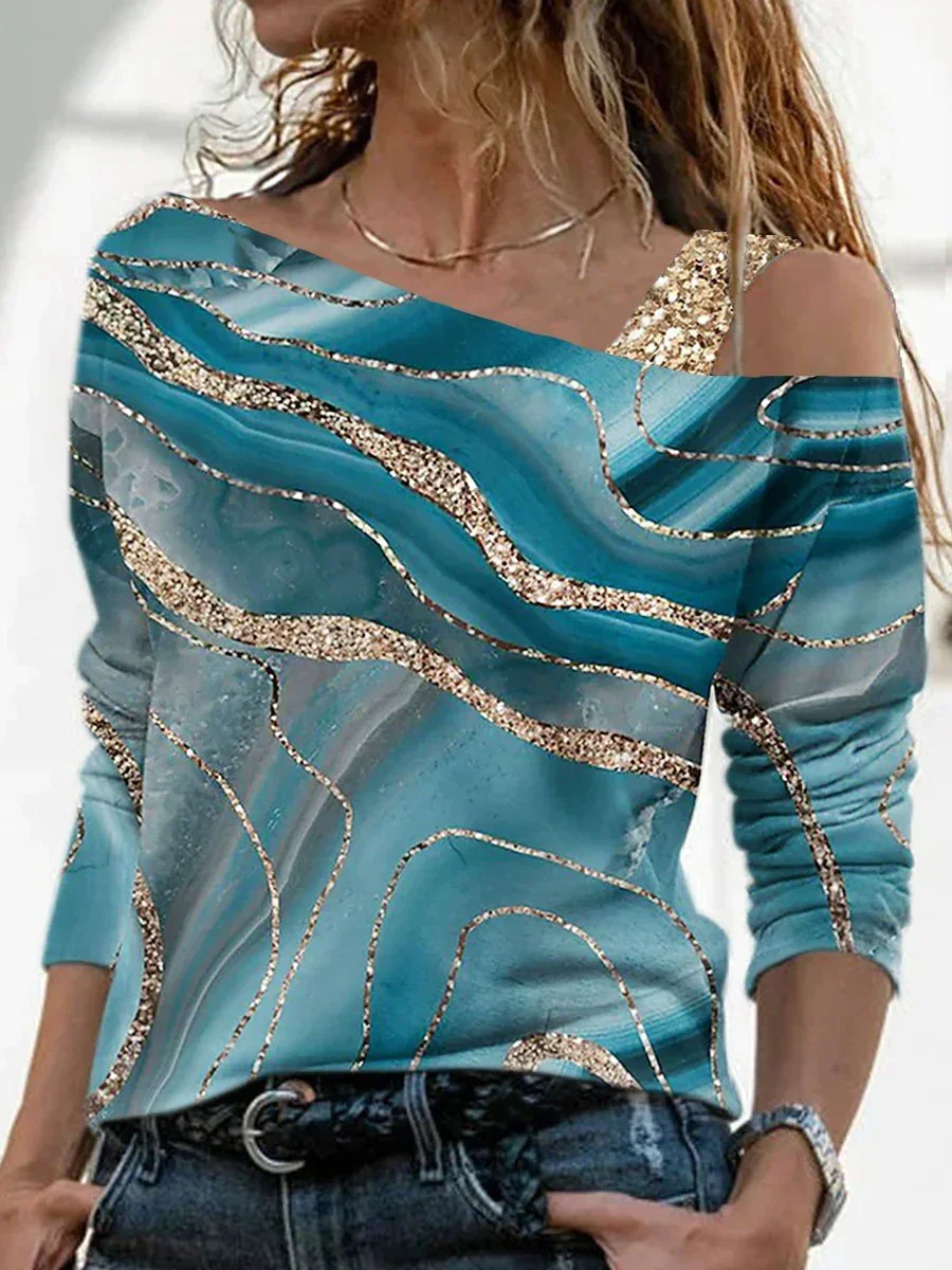 

Women's Vintage Marble Print Casual Top