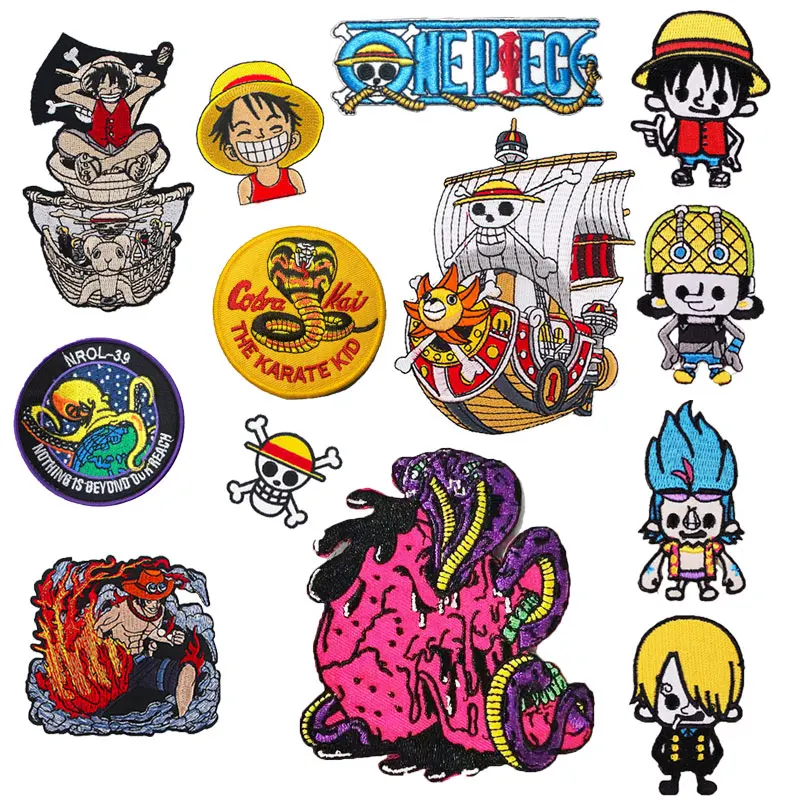 

Cartoon Cobra Kai Patch Anime ONE PIECE Piece Embroidery Patch DIY Clothing Patch Hat Decoration Decal Badge Logo Sticker