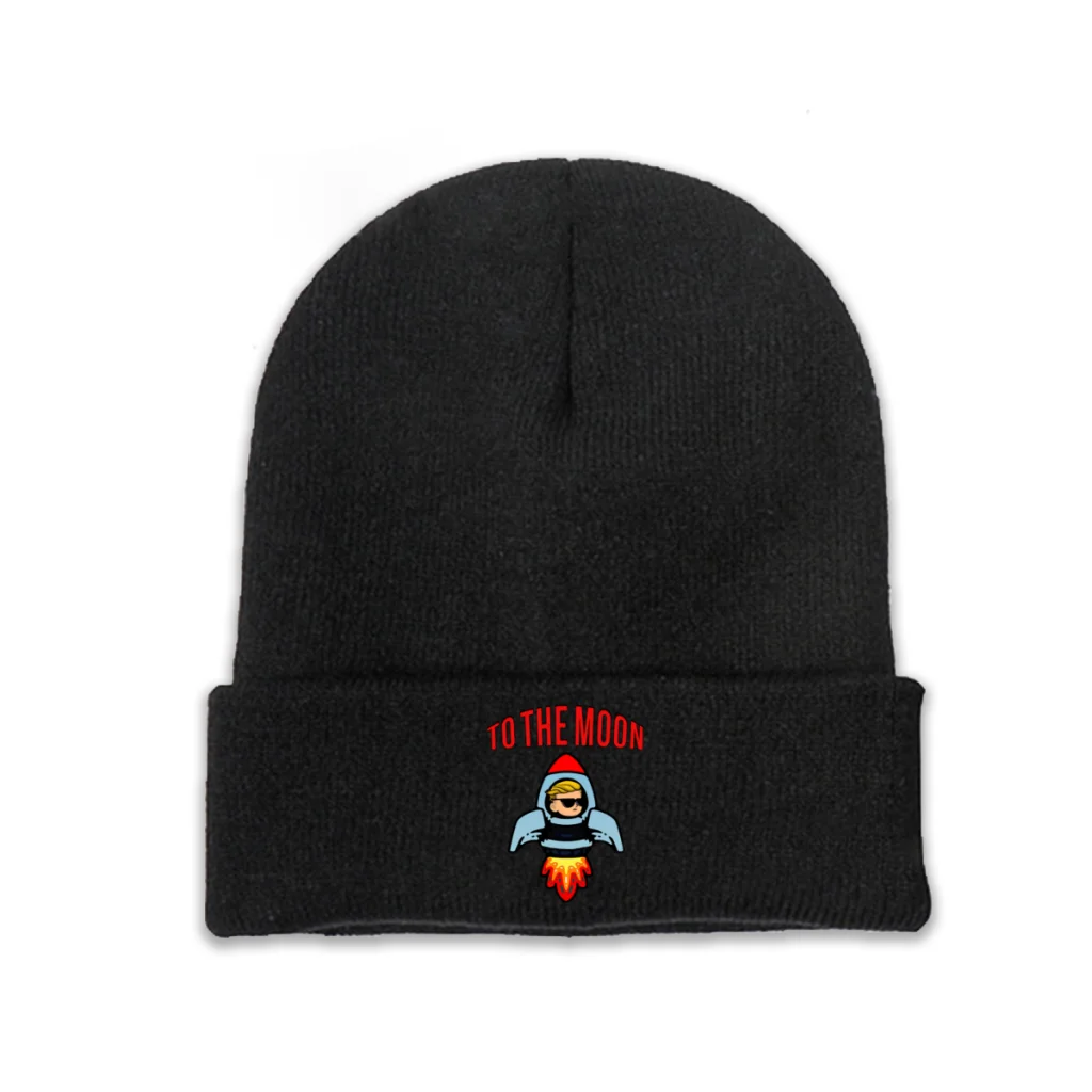 

Knit Hat Winter Warm Beanie Caps Wsb To The Moon Men Women Fashion Casual Bonnet