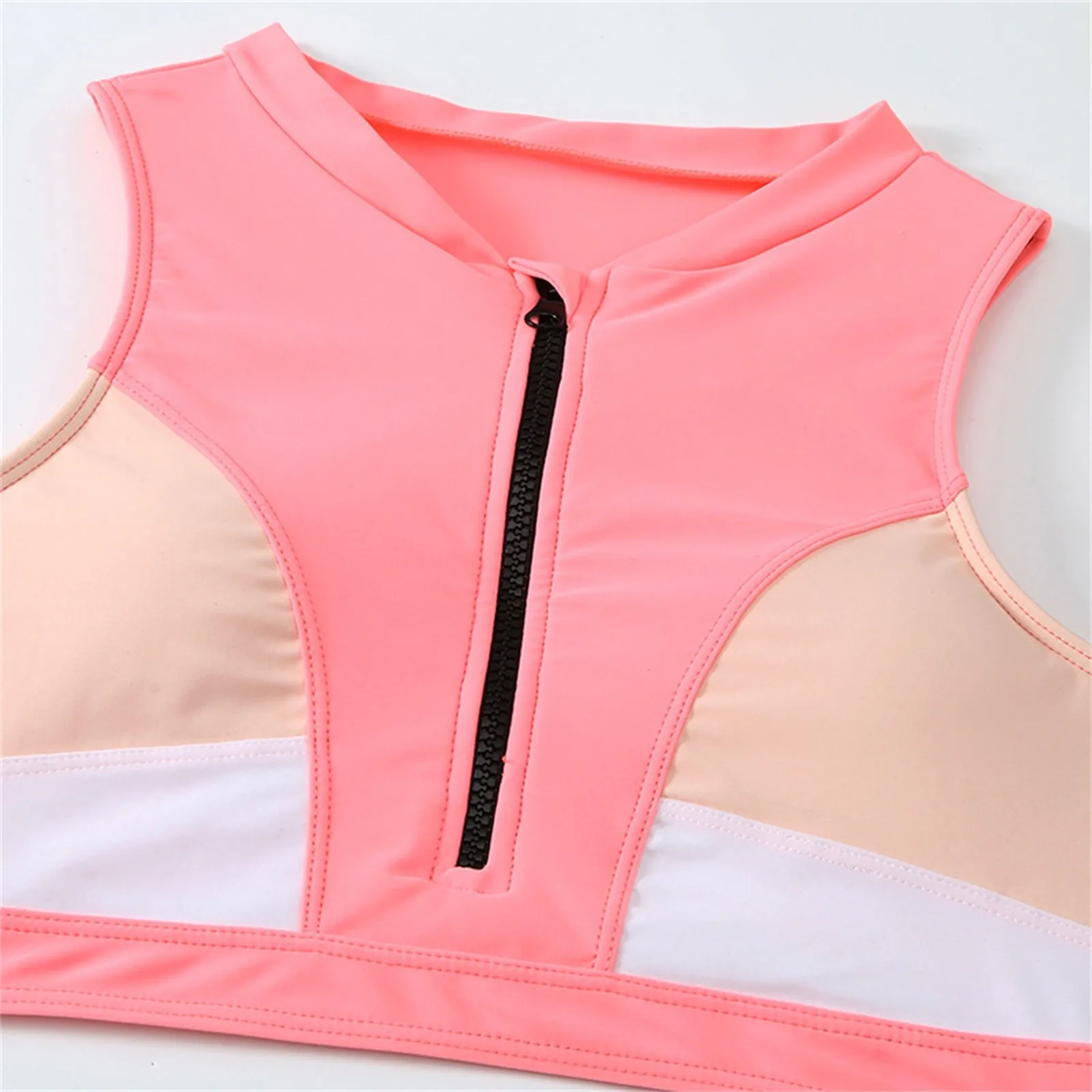 Женское бикини с завышенной талией модный контрастный цвет на молнии