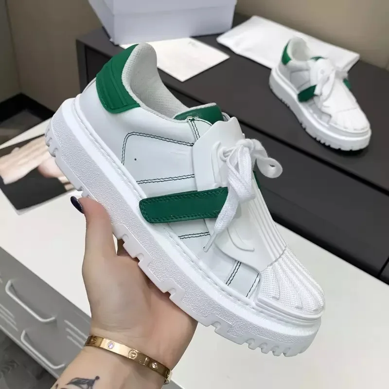 

2022 Модные женские Роскошные Дизайнерские кроссовки, женская кожаная обувь на платформе со шнуровкой, повседневная женская спортивная обув...