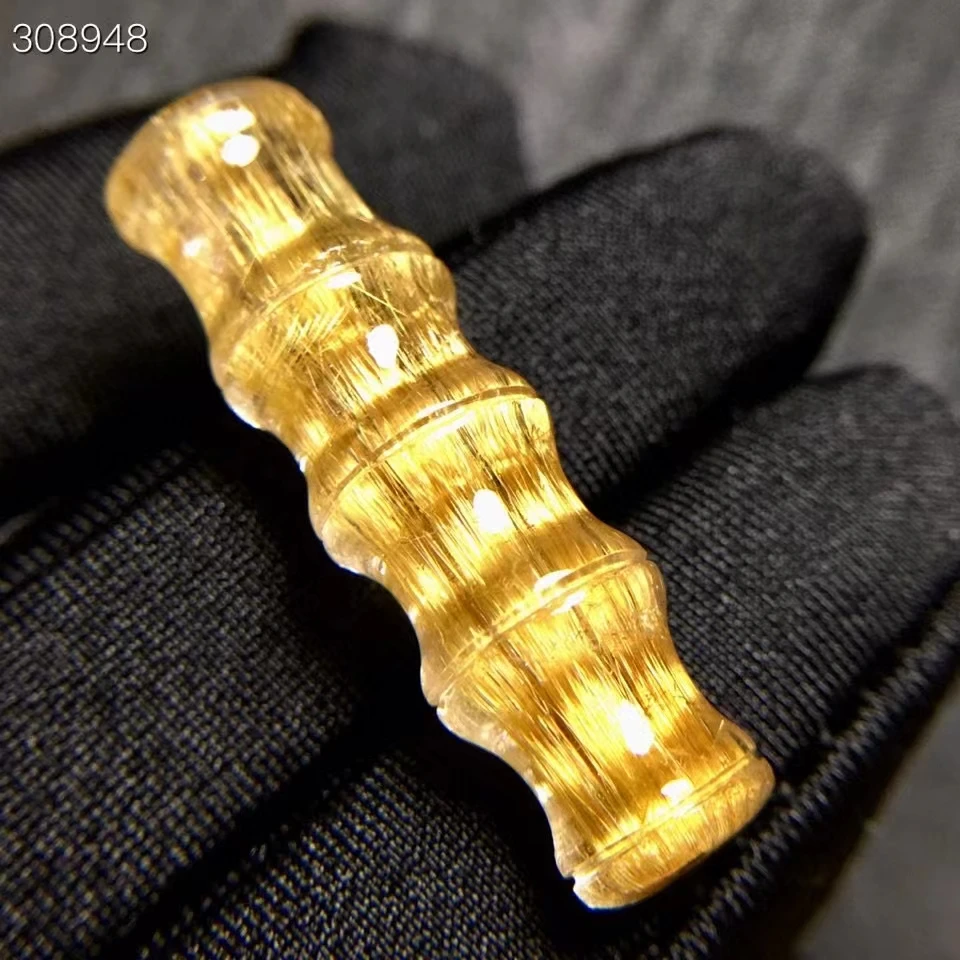 

Genuine Natural Gold Rutilated Quartz Bamboo Pendant Necklace 34.3*10*8.6mm Gold Rutilted 18K Gold Women Men Jewelry AAAAAAA