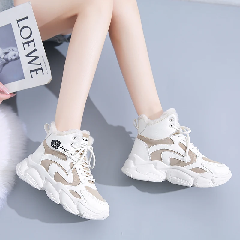 Высокие 2 большие хлопковые туфли женские толстые старые NWJ на флисовой подкладке