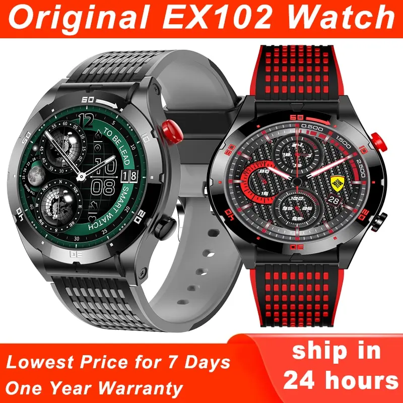 

AMOLED EX102 Smart Watch Bluetooth Call 24h Heart Rate Monitor SOS GPS Sports Track AI Voice Blood Pressure Sport Smartwatch Men