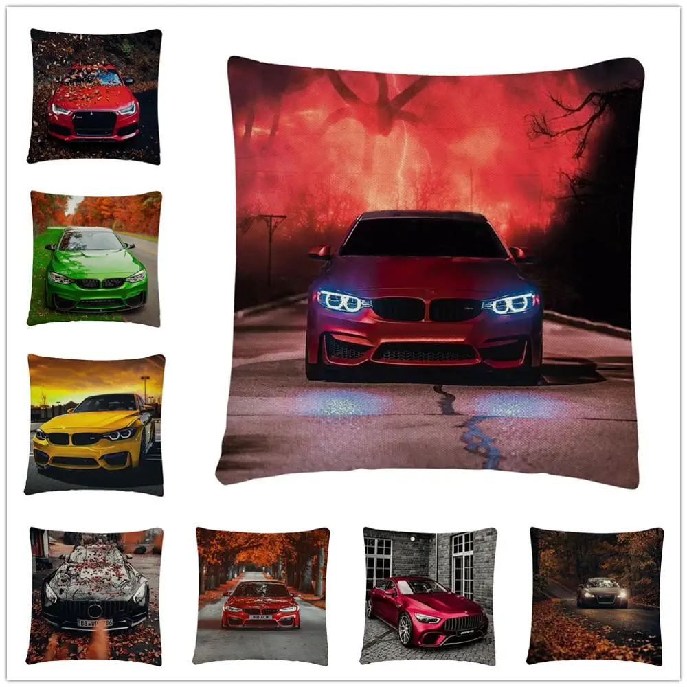 

Красивый семейный автомобиль с двухсторонним рисунком, мягкий чехол-подушка для дома, дивана, Автомобильный декоративный чехол-подушка, 45x45...