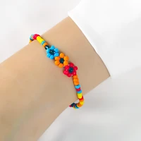 bohemia plastic resin flower shape beads bracelets for women man personality handmade fashion geometric party jewelry gifts