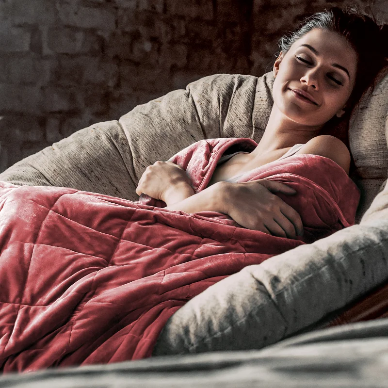 

Silky Velvet Weighted Blanket-Red-60”*80” Red Polyester [US Stock]