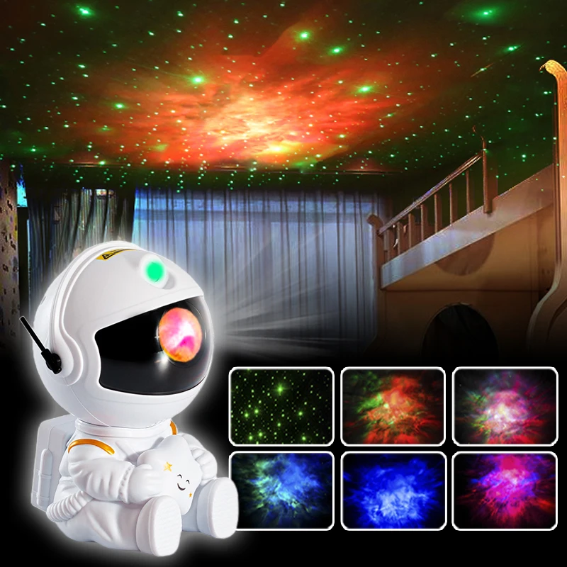 2022new astronauta projetor céu estrelado galáxia estrelas projetor night light led lâmpada para decoração do quarto quarto decorativo nightlights