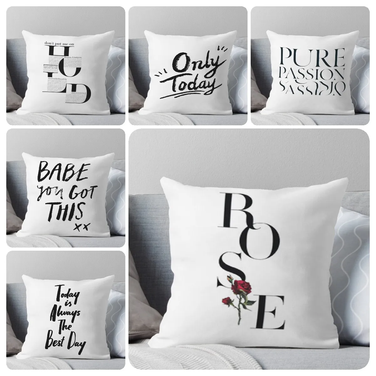 

White Fashion Letters Cushion Cover Squishmallow Square Pillowcase Polyester For Home Decor Throw Pillow Sofa Bed Couch 45x45cm
