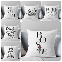 white fashion letters cushion cover squishmallow square pillowcase polyester for home decor throw pillow sofa bed couch 45x45cm