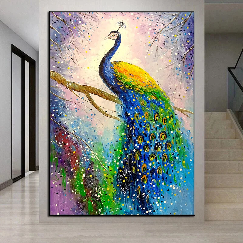 

Nordic Aesthetic Painting Peacock Animal Picture Modern Wall Art Canvas Posters and Prints For Living Room Decoration Cuadros