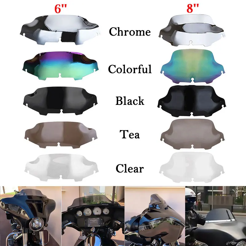 

Motorcycle Chrome/Black/Clear 6'' 8" Windshield Fairing Windscreen Cover For Harley Electra Street Glide FLHX Touring 1996-2013