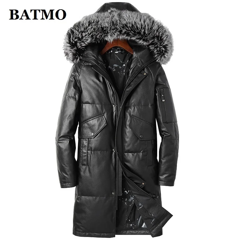 

BATMO 2023 Новое поступление зимнее пальто из натуральной кожи для мужчин, 90% белый утиный пух куртки. Большие размеры