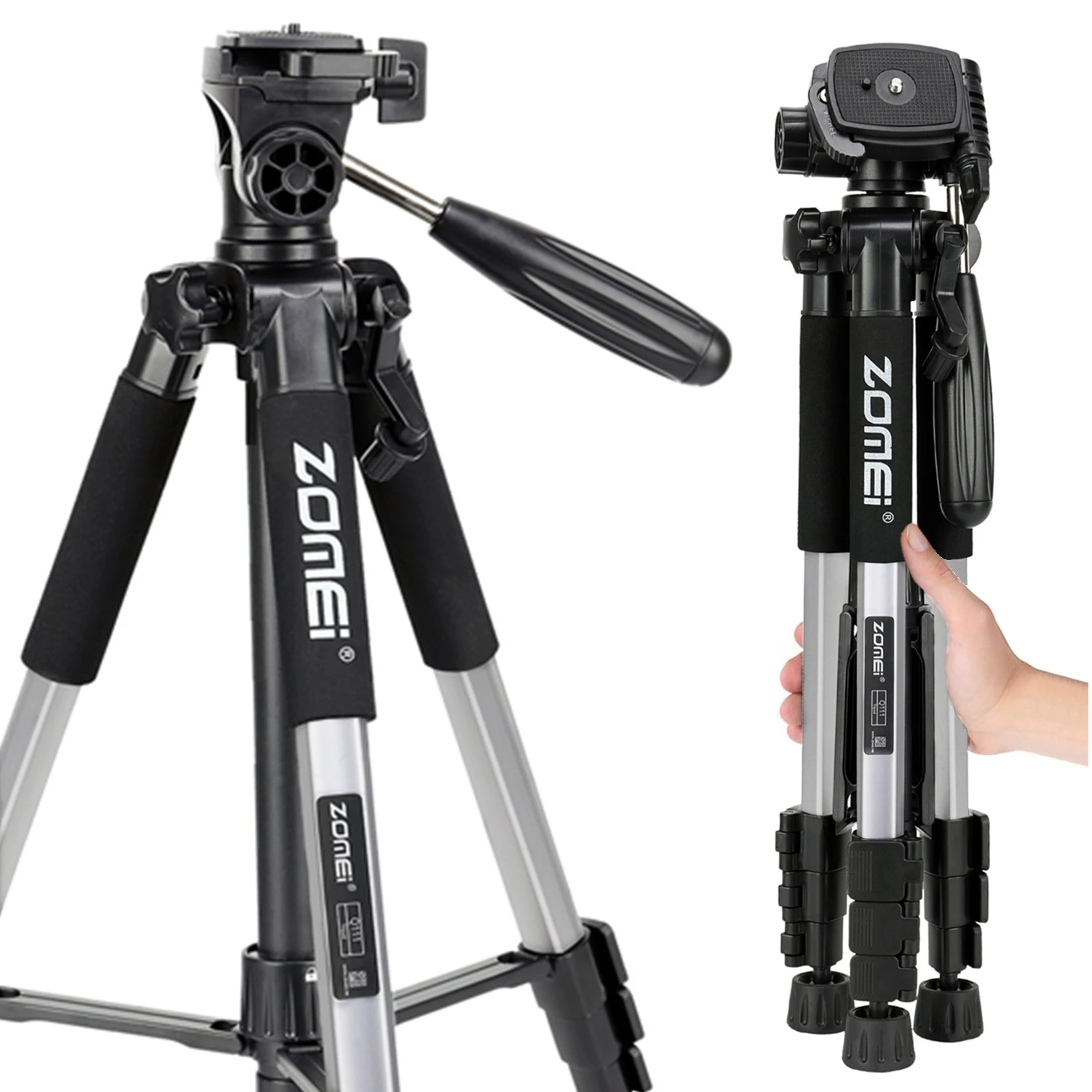 

Lightweight Camera Tripod with 4-section Column Leg Adjustable-height 360°Rotatable Photography Stand for Phone Video Recording