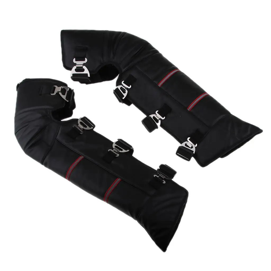 

70cm Black Leather Warm Knee Pad Leg Warmer Adjustable