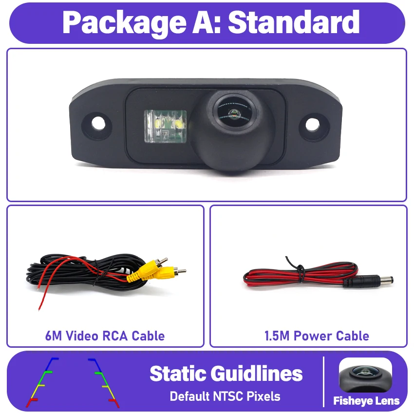 

Камера заднего вида для Volvo V50 V60 XC60 XC90 V40 XC40 S80 XC70 2004~2012 2013~2022 Камера заднего вида с ночным видением «рыбий глаз»