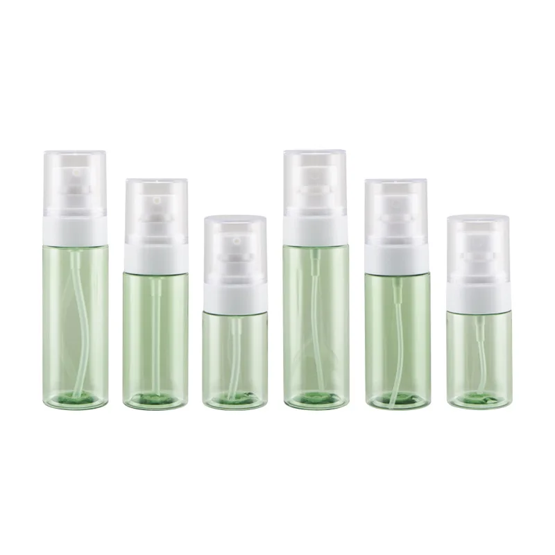 

Empty Packaging Clear Green Plastic Bottle Lotion Spray Pump 30ML 50ML 60ML With Cover Refilable Container Cosmetic 30Pieces