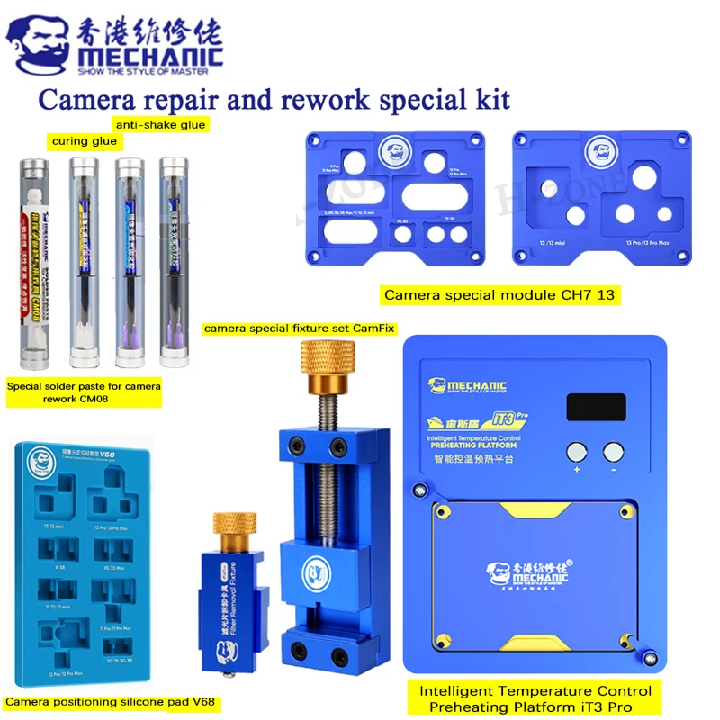 

MECHANIC CAMfix camera repair rework special kit fixture heating table tool kit for IPhone Huawei Xiaomi oppo Android/IOS phone