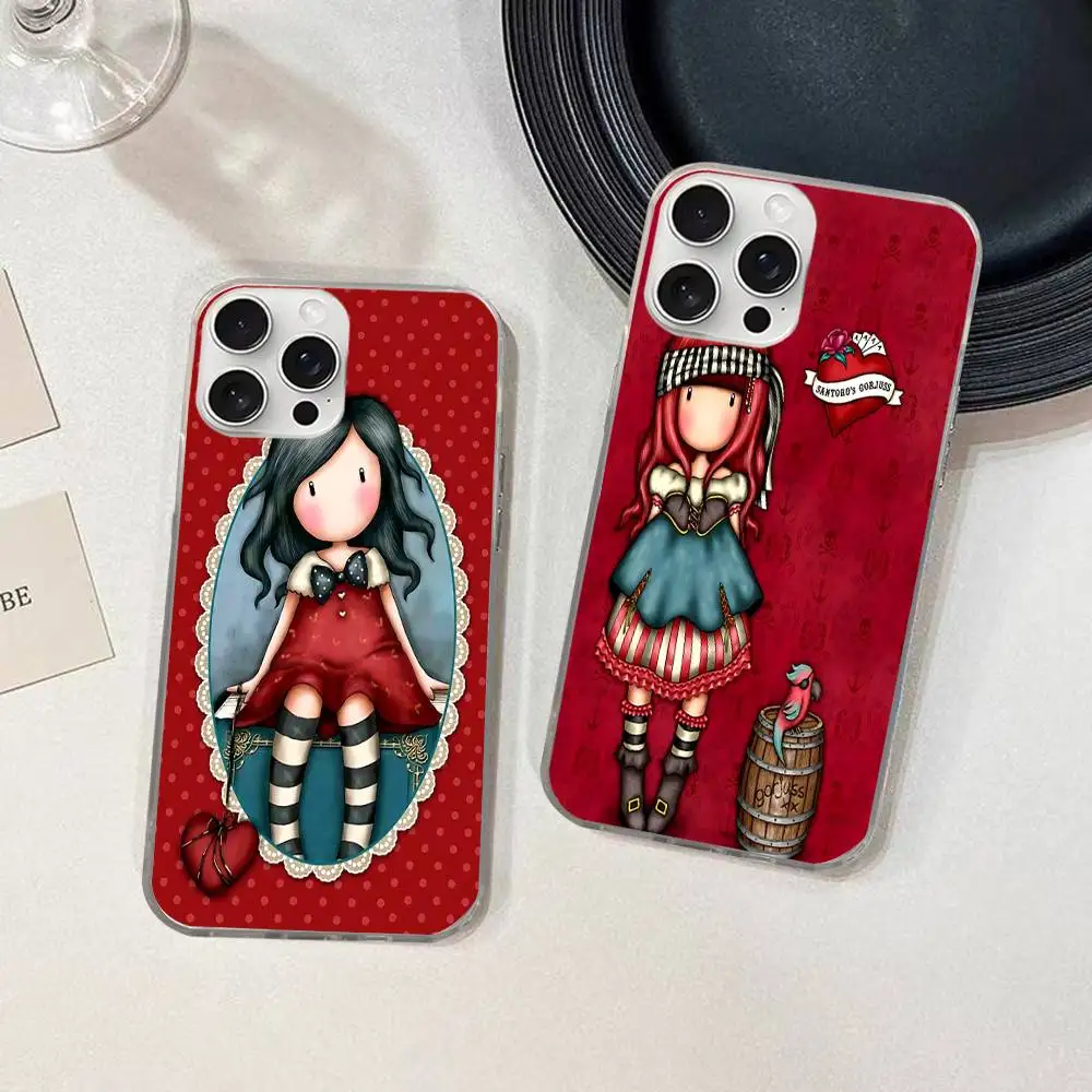 Фото S-Santoro G-Gorjuss Cute для iPhone 14 Pro Max 13 17 11 16 12 15 Air Plus, атласный разноцветный чехол для телефона №1