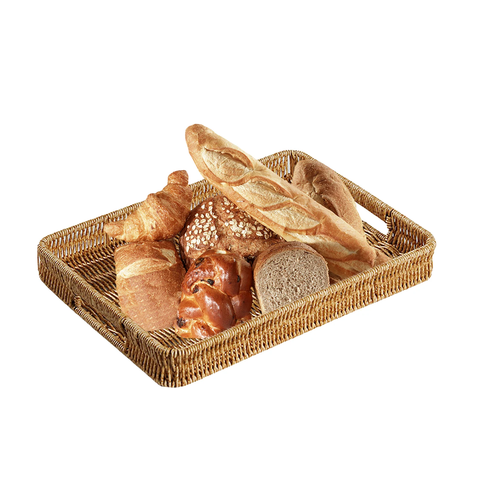 

Rattan Tray Rectangular Woven Serving Tray Bathroom Tray Guest Towel Napkin Holder Wicker Decorative Serving Baskets For Bread