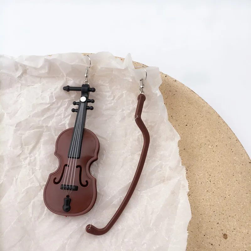 

Fashion Original Hand Made Funny Creative Personality Retro Violin Instrument Earrings for Women's Jewelry Party Accessories