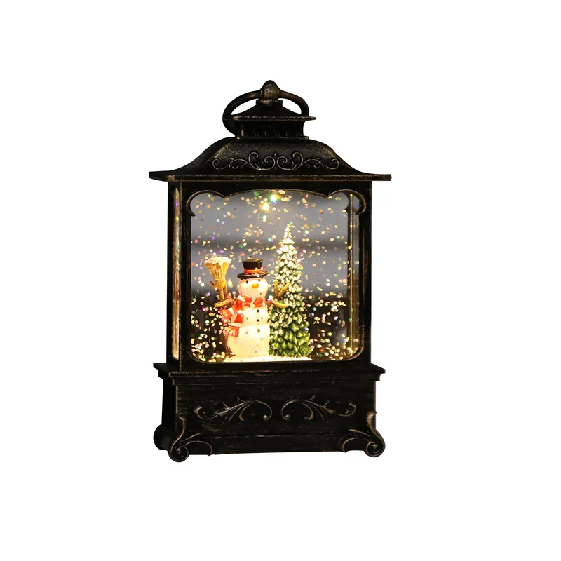 

Hot Christmas Decoration Ornaments Snow Globe Glitter Lighting Snowman Tree Lantern Small Led Work Christmas Light With Water