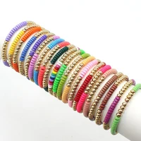 2022 new european and american diy enamel charm bracelet bohemian tube disc rainbow elastic cuff ladies bracelet bangle jewelry