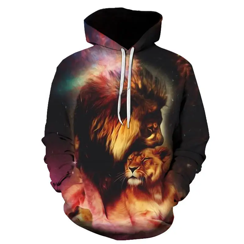 

Cool Lion Hoodies For Men Autumn Winter Hip Hop Streetwear 3D Print Animal Tiger Graphic Sweatshirts Sport Coat Fashion Clothing