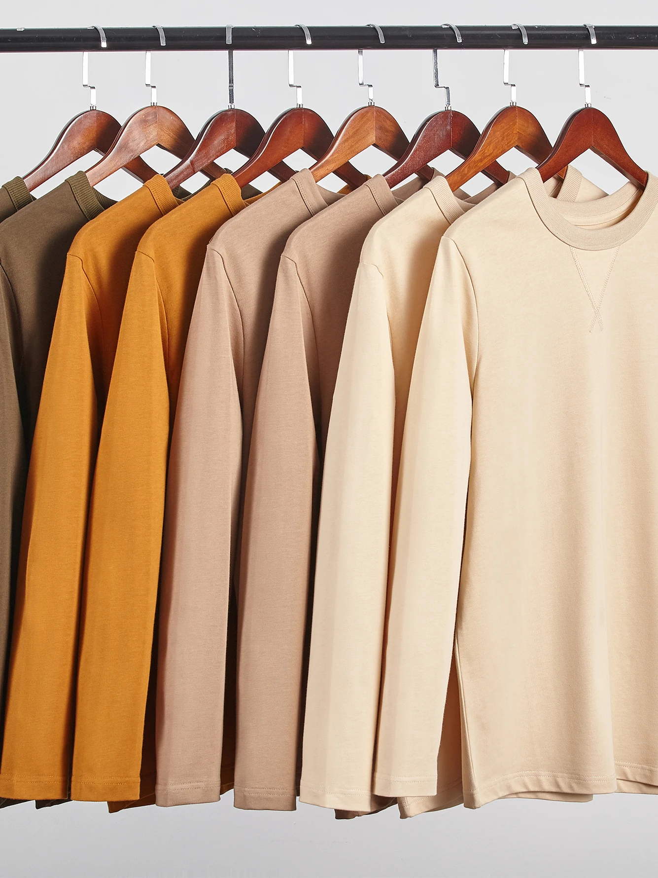 

2022 Spring New Full Sleeves T-shirts Men 270GSM Heavyweight 100% Cotton Long Sleeve Basic Tops Tshirt Pullovers