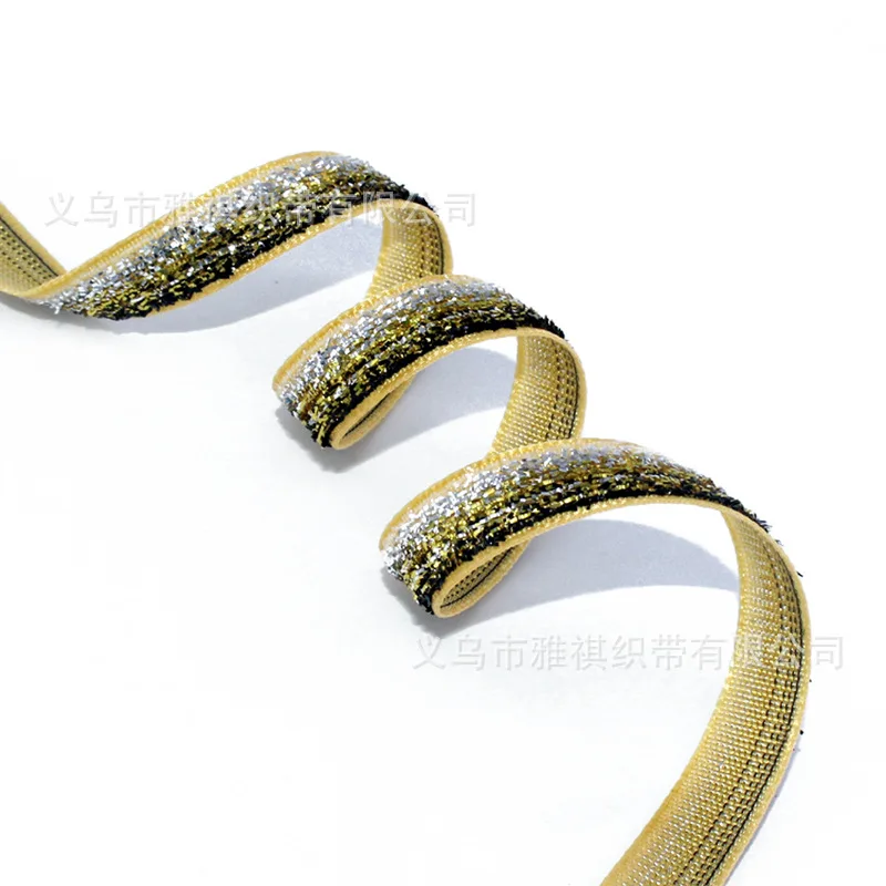 1 см градиентная цветная флокирующая лента лебедь шелковая Золотая луковая