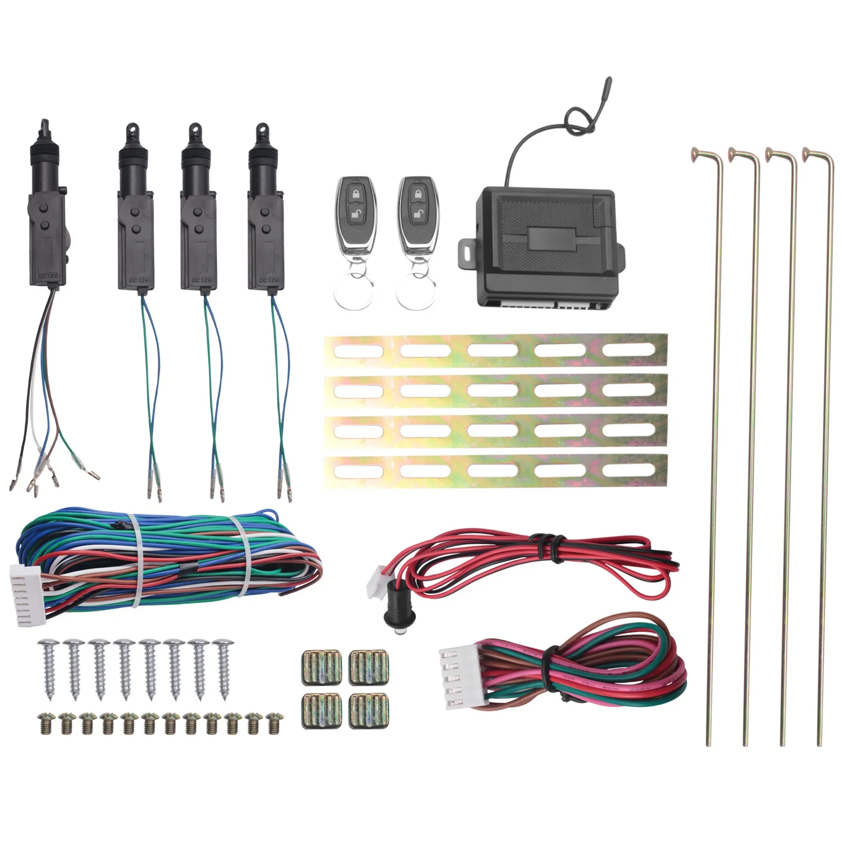 

Power Central Lock System Kit Car Keyless Entry Kit with Actuator - Universal Fits for 2,3,4 Doors Vehicles