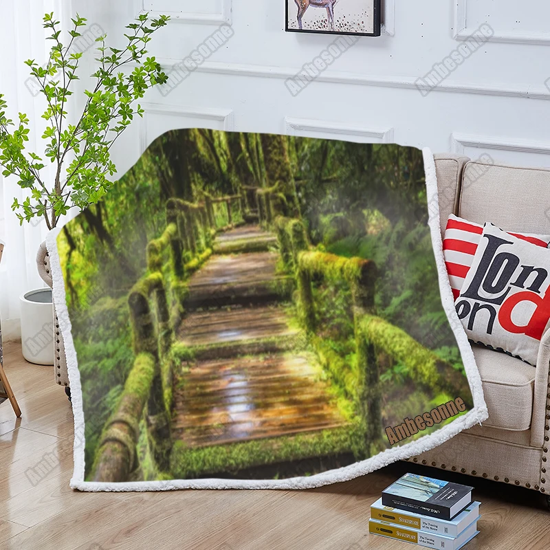 

Одеяло с природным лесом, летнее покрывало для детей и взрослых, покрывало для кровати, дивана, одеяло для пикника, индивидуальное одеяло