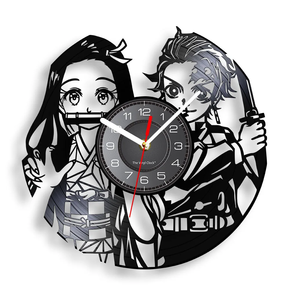 Demon Slayer Kimetsu no Yaiba Vinyl Record Wall Clock For Bedroom Anime Home Decor Clock Wall Watch Japanese Manga Lovers Gift
