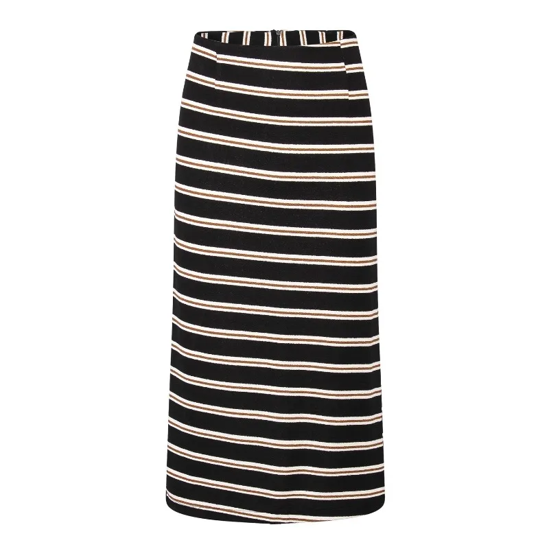 S-5XL Fashion All-match High Waist Fashion Casual Pencil Skirt Striped Thin Skirt Office Women's Skirt