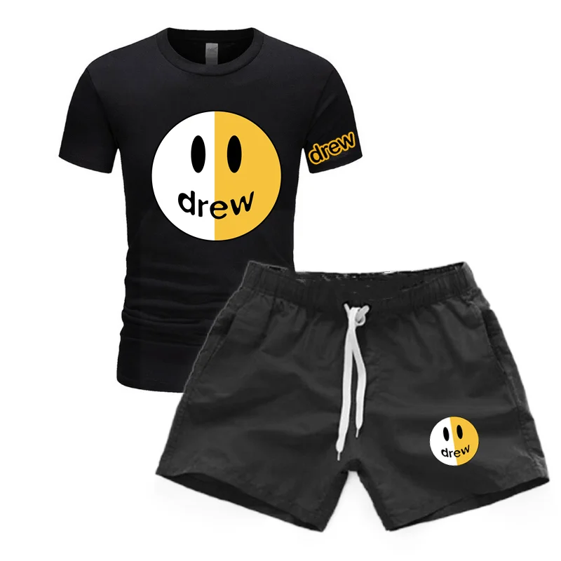 

Мужская футболка/шорты с принтом, круглым вырезом и коротким рукавом