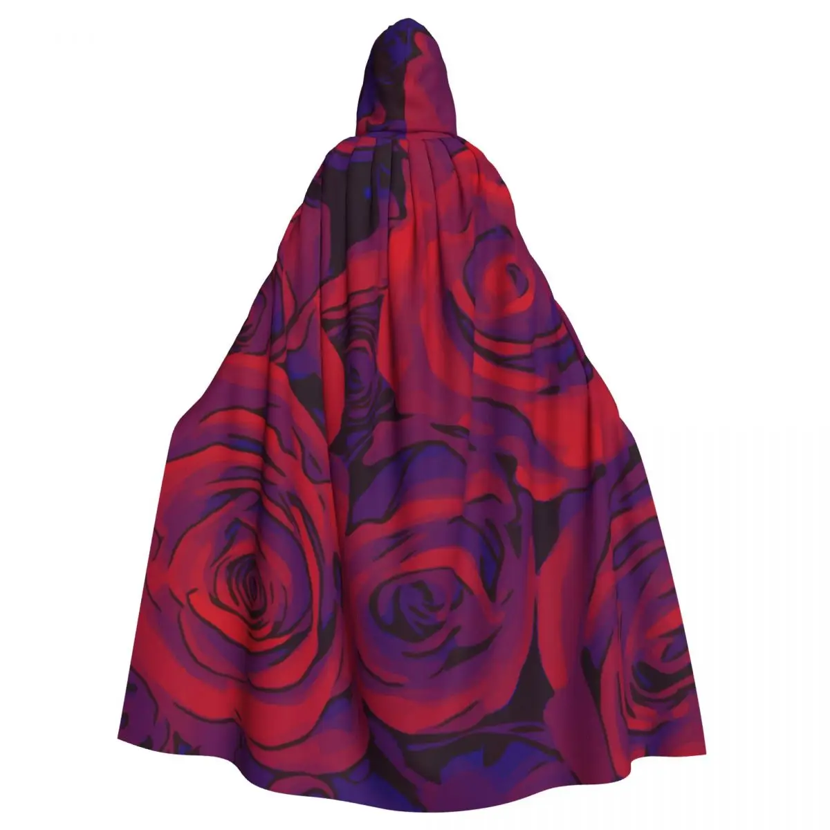 

Unisex Witch Party Reversible Hooded Adult Vampires Cape Cloak Roses Red Flowers