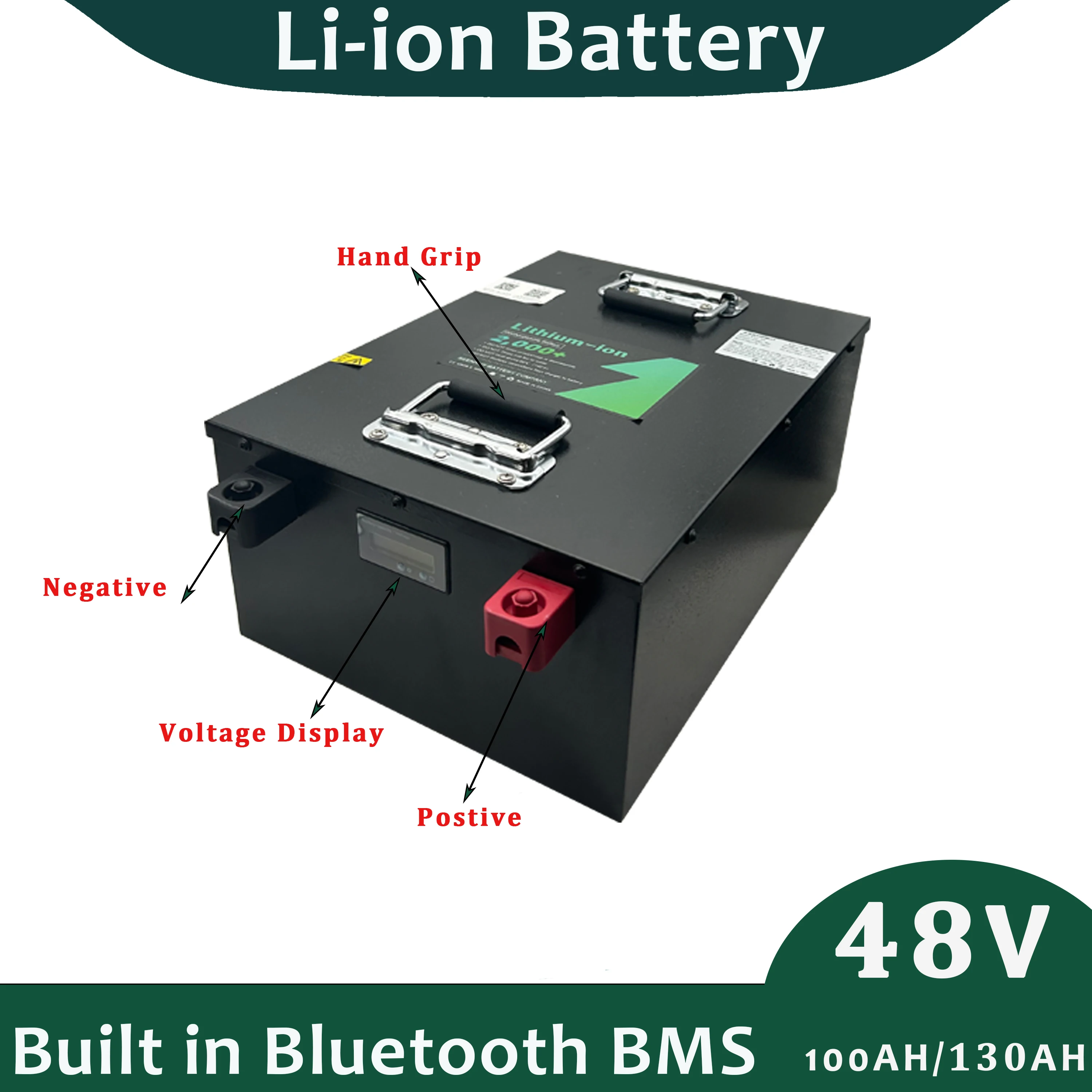 Литиевый аккумулятор 48 В 100 Ач 130 Встроенный Smart BMS с Bluetooth для солнечной батареи