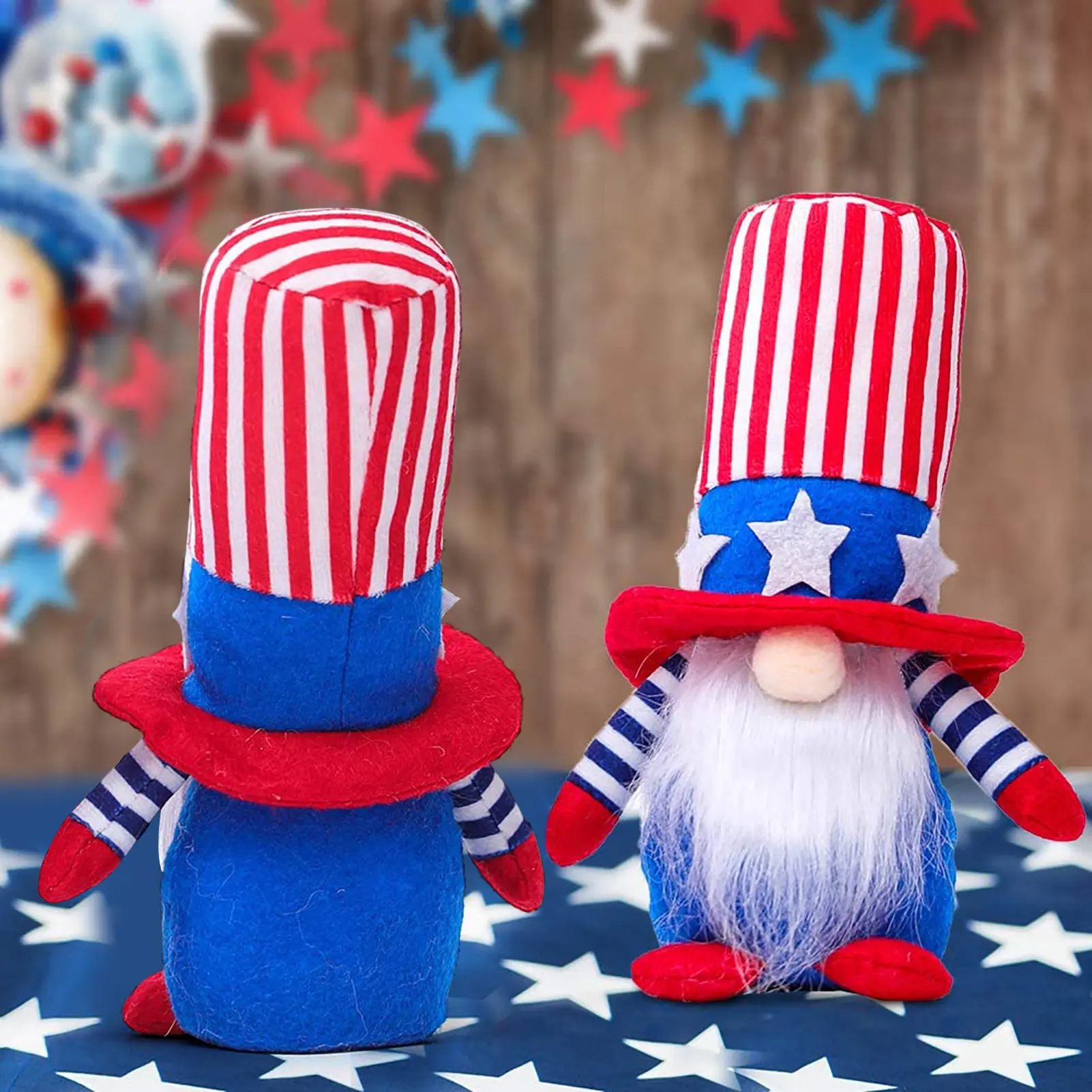 

Украшение ко Дню независимости гнома, плюшевая кукла гнома, день патриотических ветеранов, украшение 4 июля, пасхальный Гном