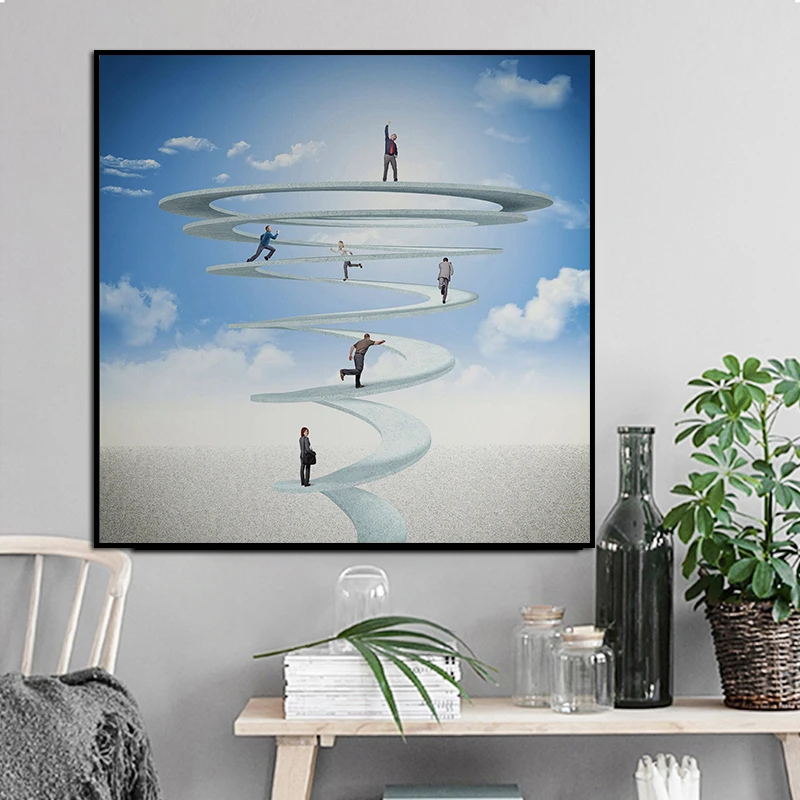 

The Road Leading To Guangming Picture Poster Prints Abstractism Blue Sky And White Cloud Wall Art Canvas Living Home Decor