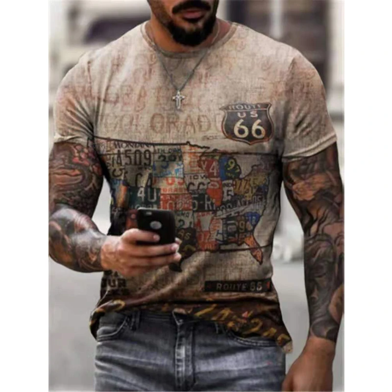 

2022 New cross-border summer breathable casual men's 3DT Printed men's T-shirt New short-sleeve T-shirt