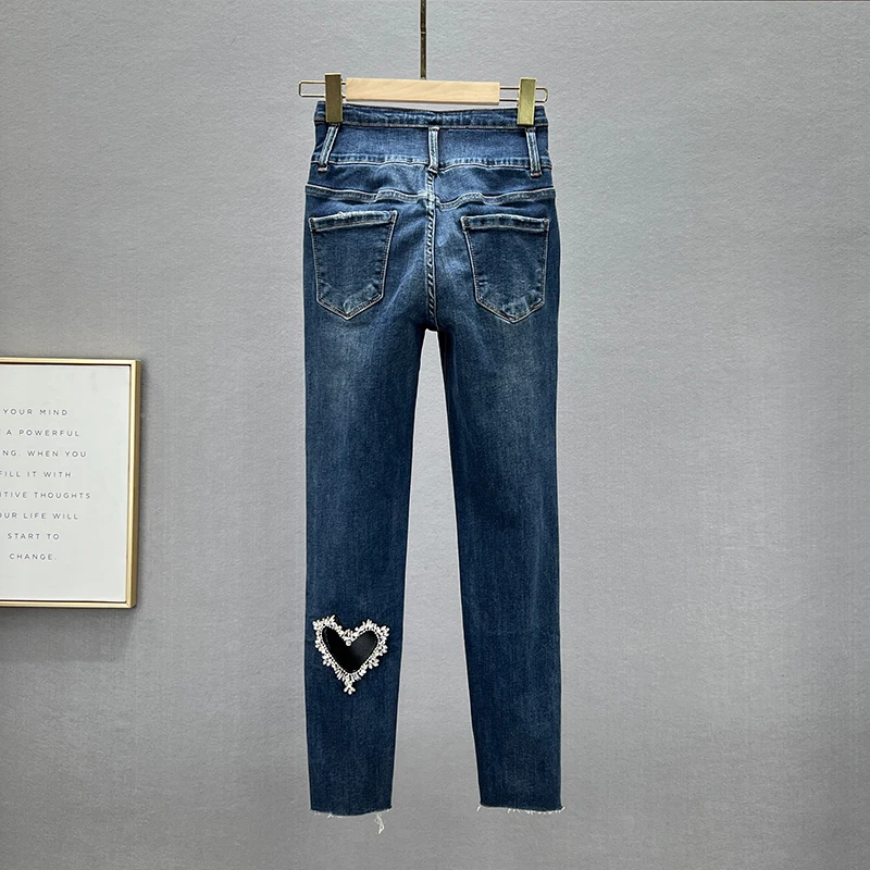 

Multi-Button High Waist Jeans for Women 2022 Autumn New Elastic Slim Pencil Pants Skinny Blue Denim Pants Sexy Girls Jean Femme