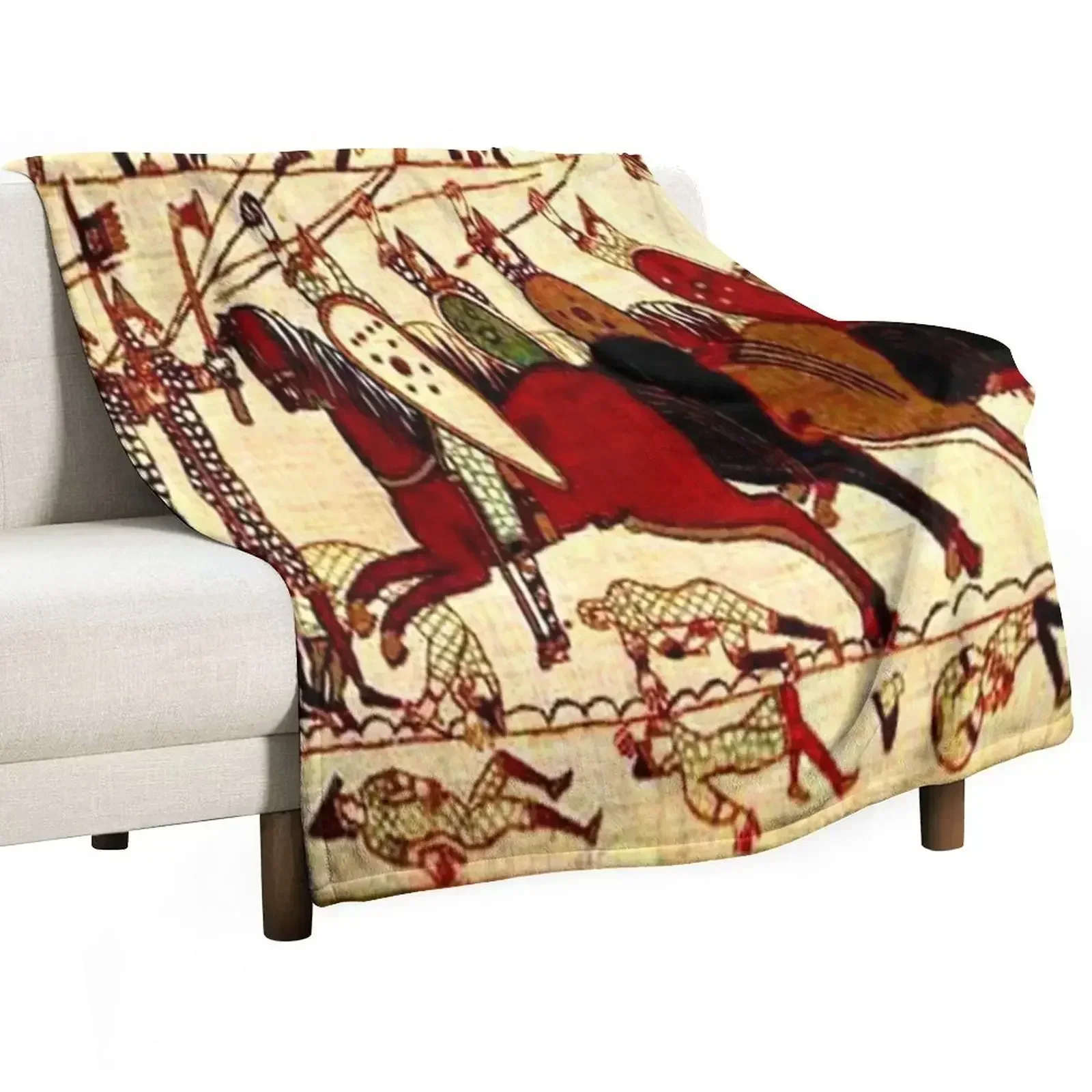 Новое одеяло Battle of Hasting Bayeux Scene гигантское для пикника диванные одеяла