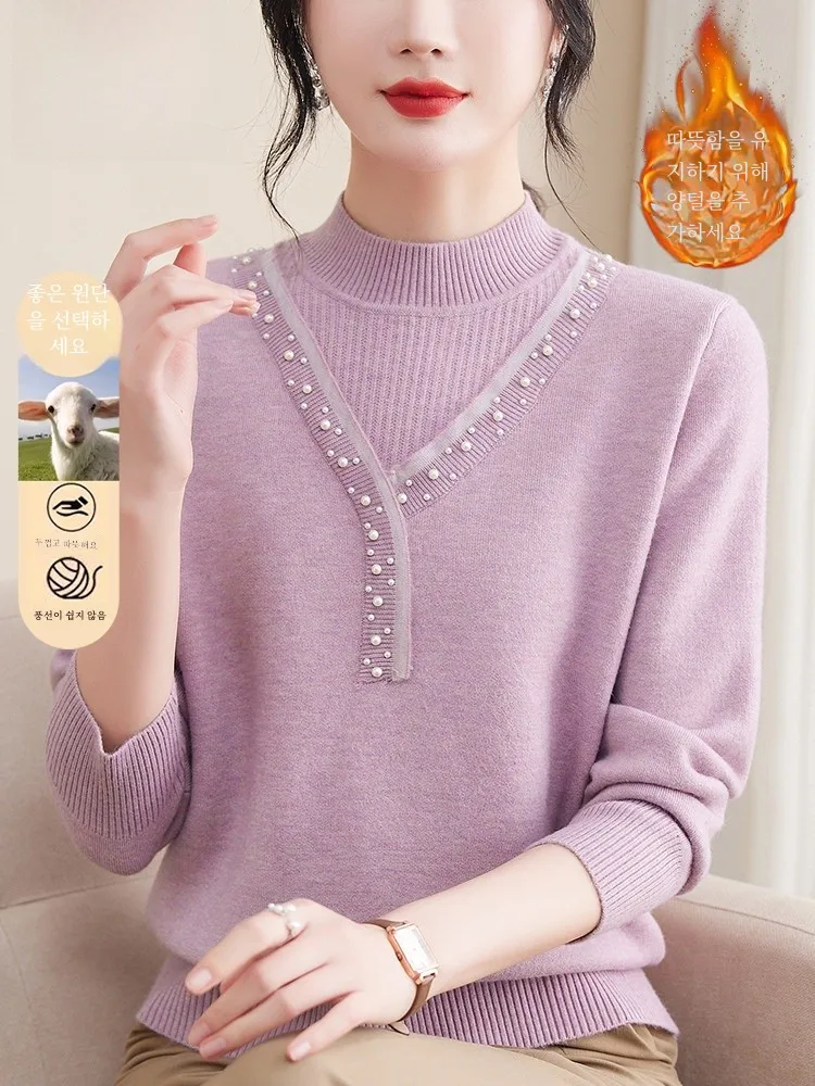 Зимняя одежда для мам. Утепленный свитер на флисовой подкладке. Внутренняя