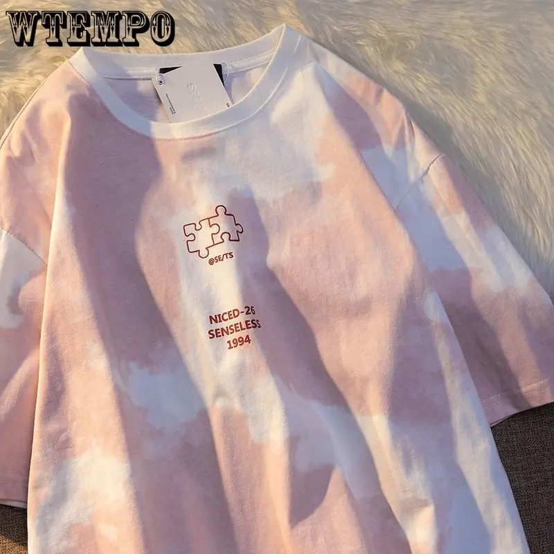 

WTEMPO Oversize Couple Short Sleeve T-shirt Loose Korean Version Retro Fashion Men and Women Top Summer New 2023 Drop Shipping
