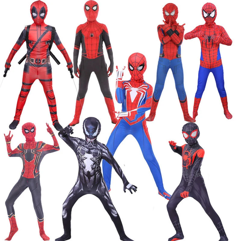 

Movie Superhero SpiderMan Peter Parker Bodysuit 3D Mask Costume Kid Bodysuit Spandex Costume Christmas Carnival Cosplay Suit