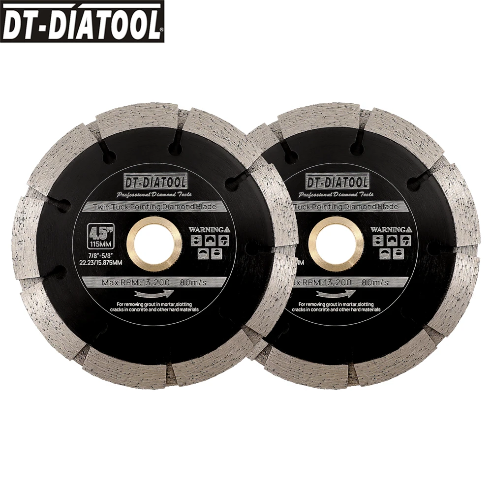 

DT-DIATOOL 2pcs Dia115mm Diamond Sintered Slotting Saw Blades For Remove Mortar Concrete Granite Marble Core Holes Cutting Disc