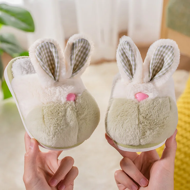 

Children Slippers Winter 2023 New Home Non-slip Warmth Girl Rabbit Cotton Slippers Cute Fur Fashion Indoor Leisure Sweet Hot