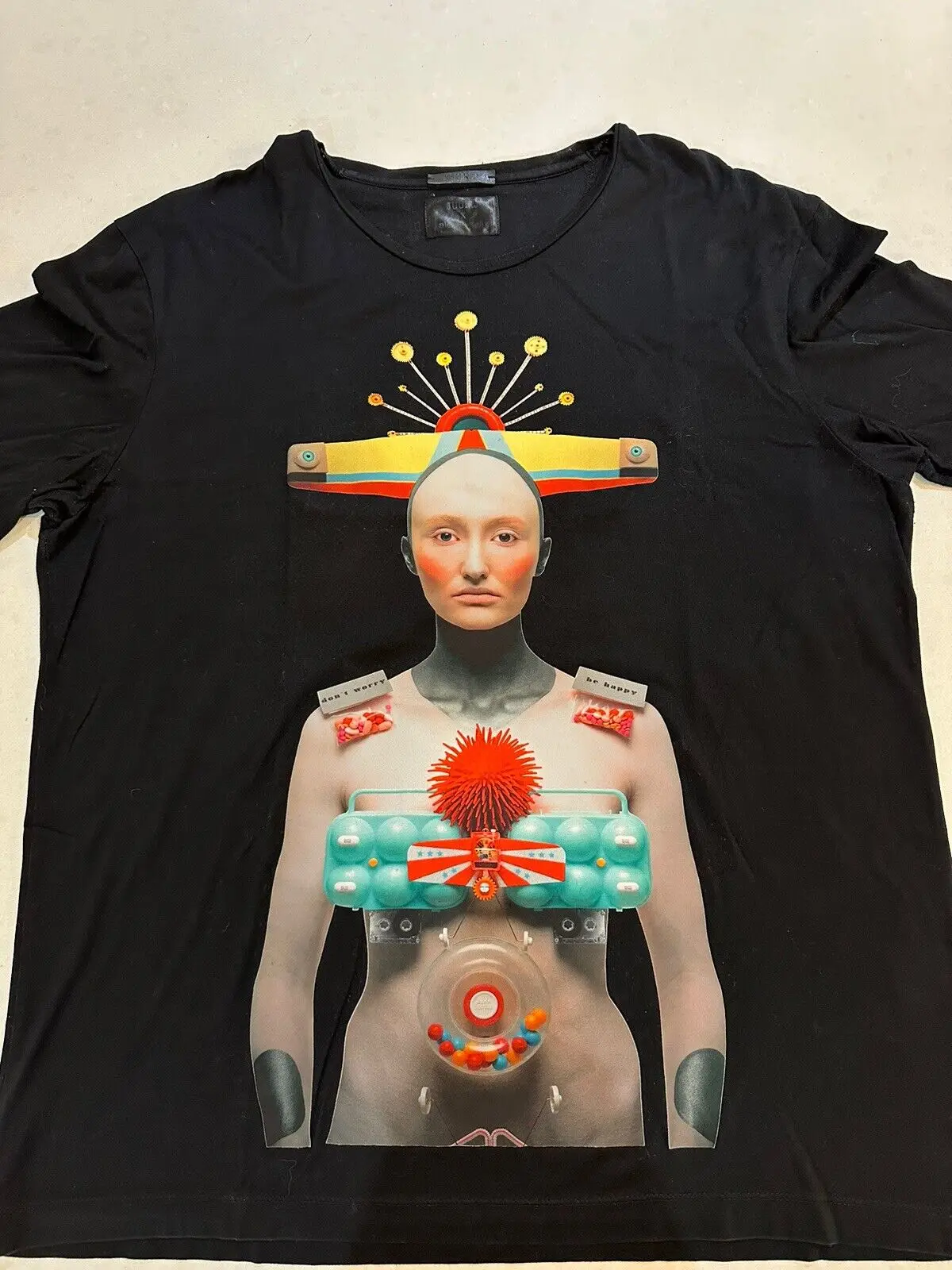 Футболка с принтом JUUN J x alexandfelix QUEEN ROBOT черная размер 54. РЕДКИЙ