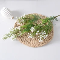 artificial flower gypsophila pu feel with leaves 4 forks artificial bouquet wedding home decoration fake flower 2 sticks