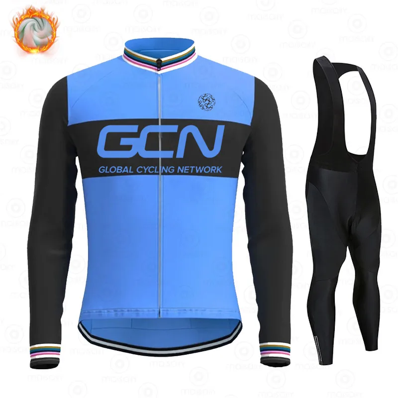 

2022 GCN team Winter Thermal Fleece Cycling Jersey Set Men Mountian Bicycle Clothing Wear Ropa Ciclismo New Bike Racing Clothing